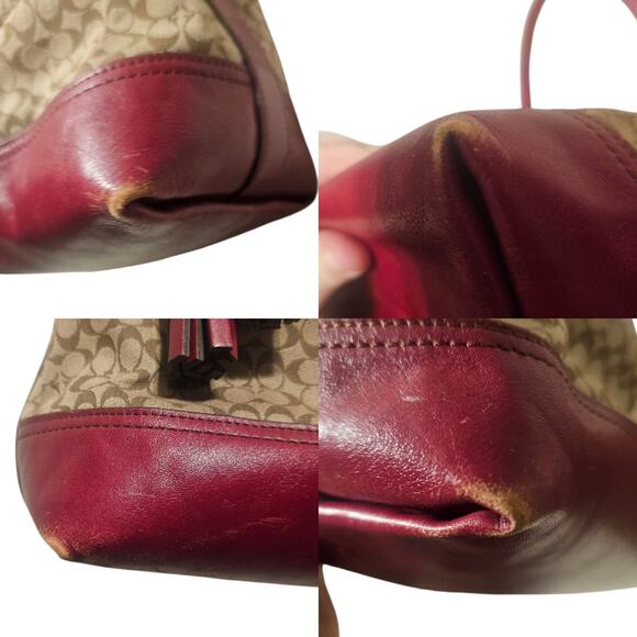 COACH LEGACY Red/Khaki Jacquard Signature Stripe Molly Two way Satchel 21154 - Picture 10 of 13